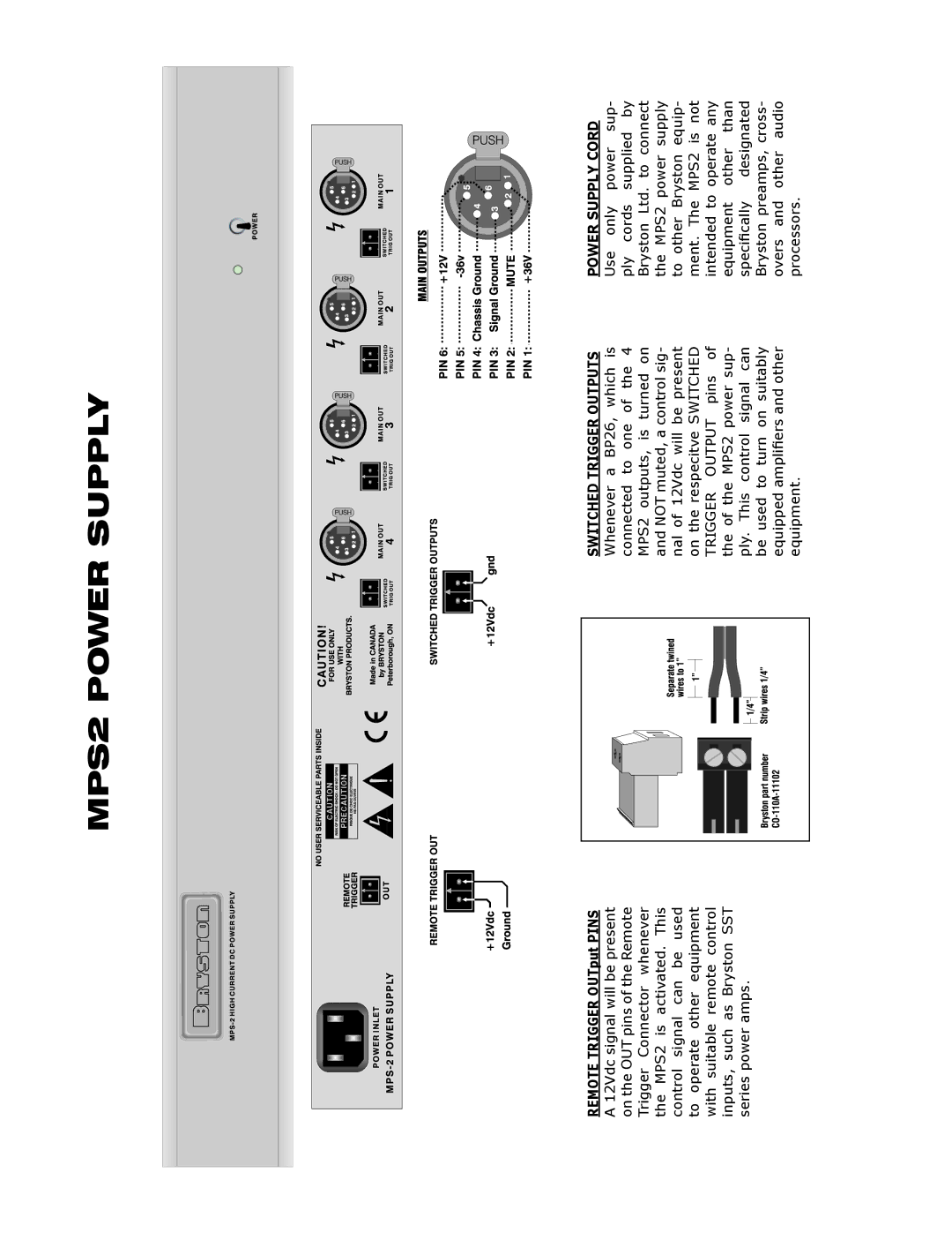 Bryston owner manual MPS2 Power Supply 