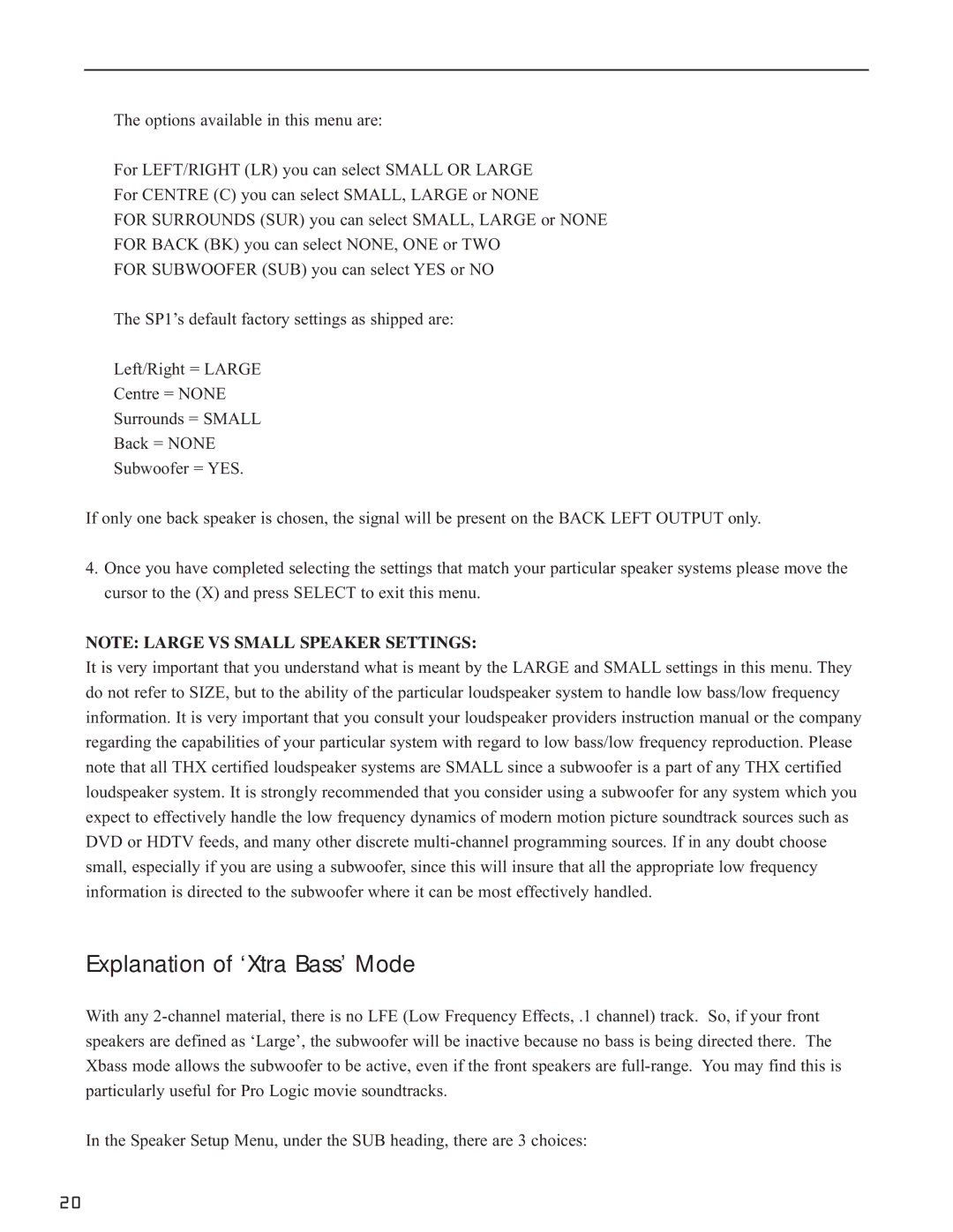 Bryston SP1.7 Series manual Explanation of ‘Xtra Bass’ Mode 