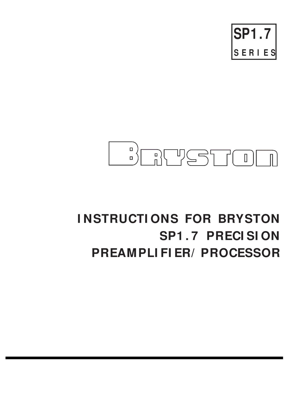 Bryston SP1.7PRECISION manual 