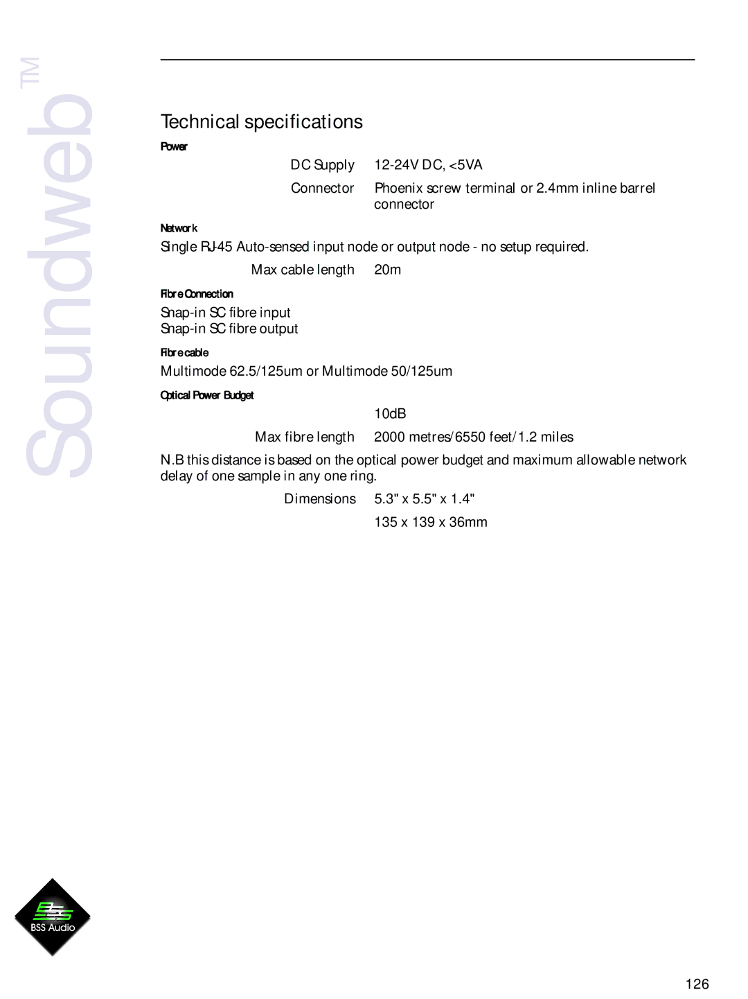 BSS Audio 9014 manual Technical specifications 