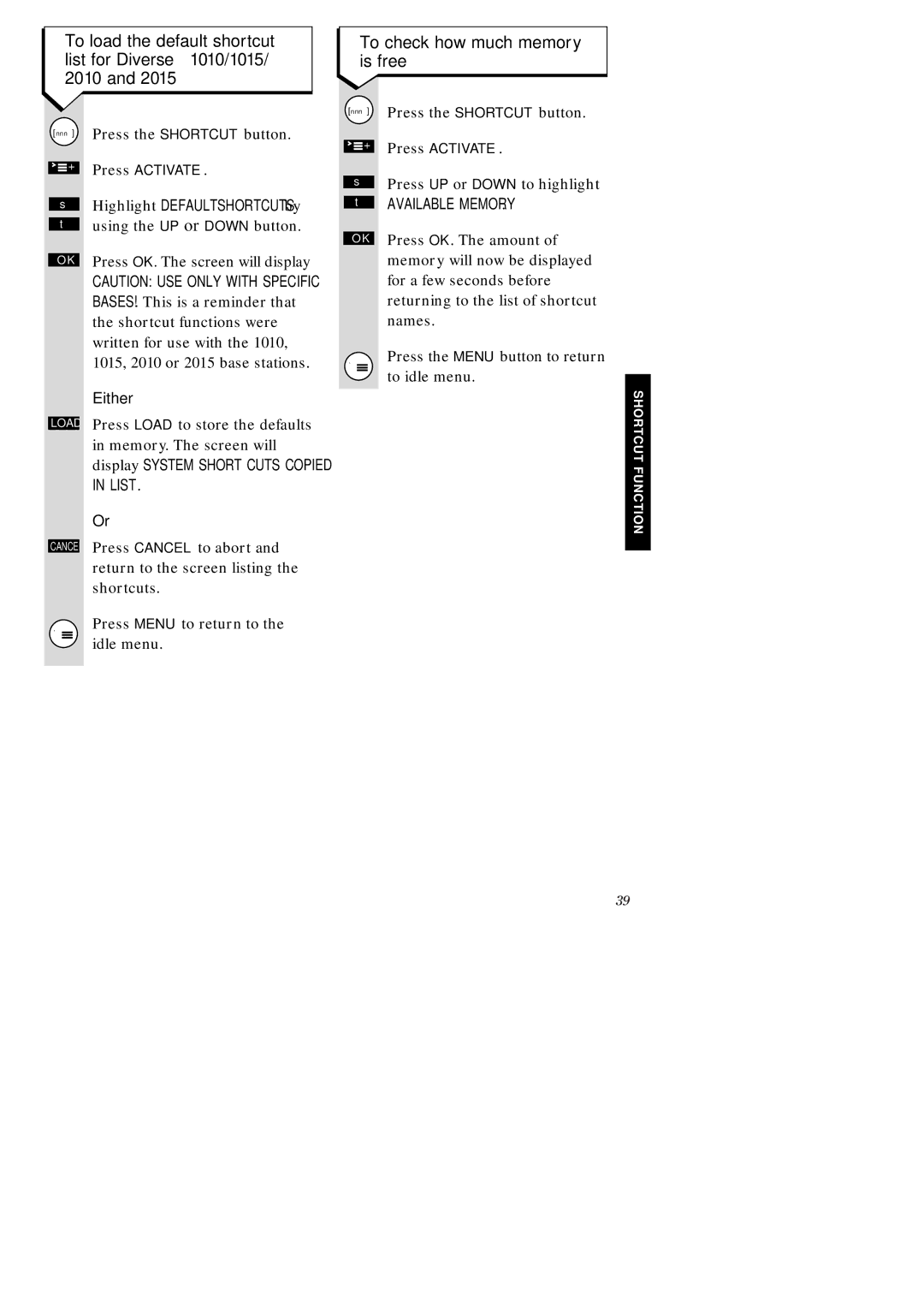 BT 2-Line, 1010, 2010, ISDN, 2015, 1015 manual To check how much memory is free, Press the Shortcut button, List 