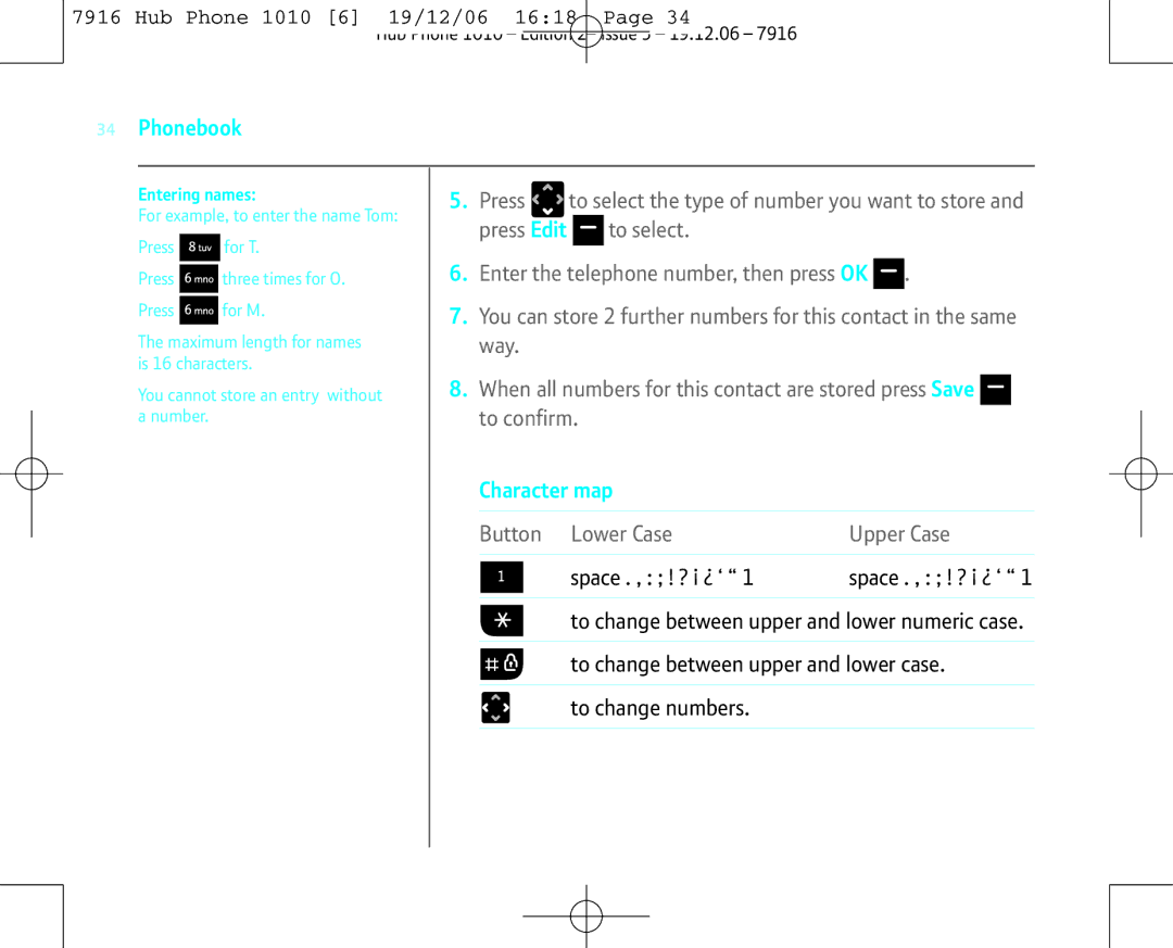 BT 1010 manual Character map 