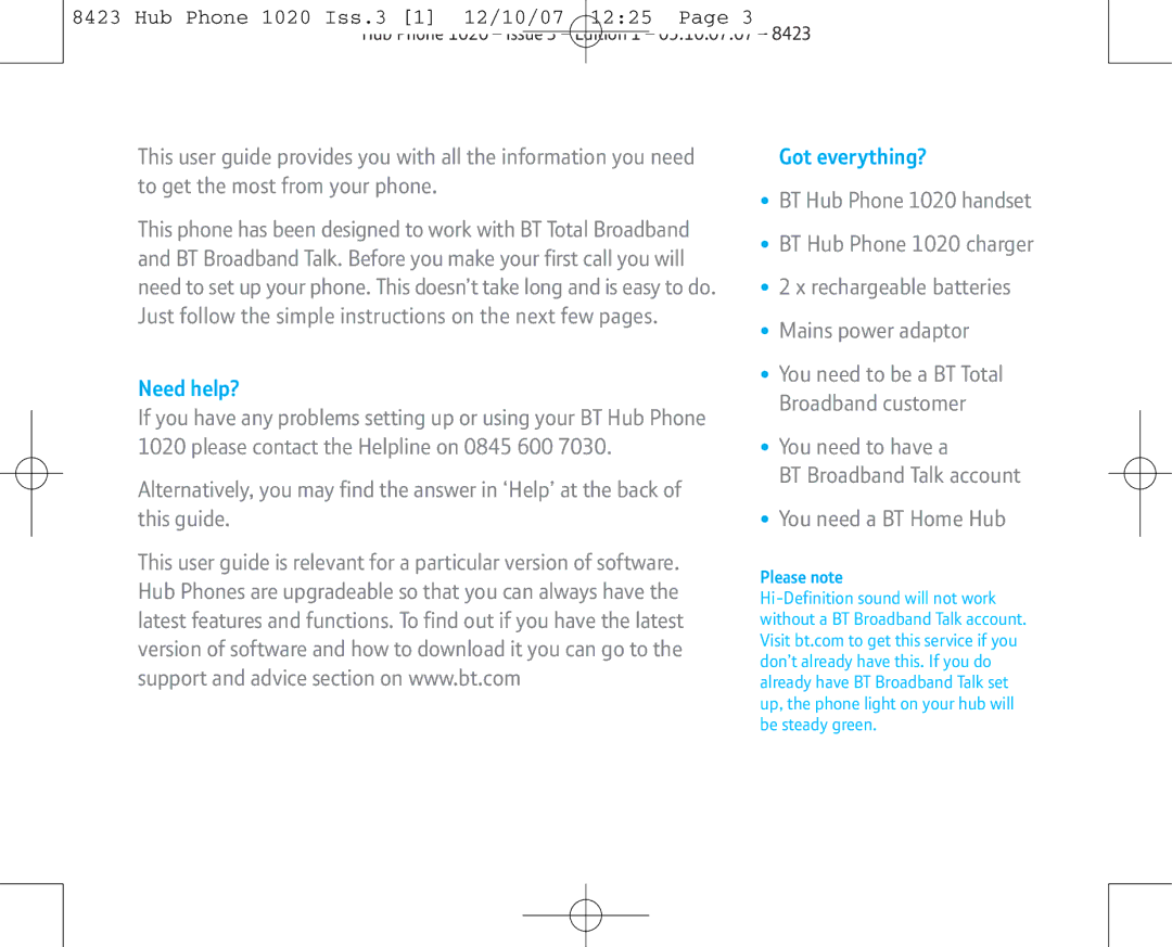 BT 1020 manual Need help?, Got everything? 