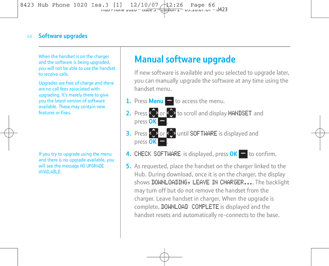 BT 1020 manual Manual software upgrade 