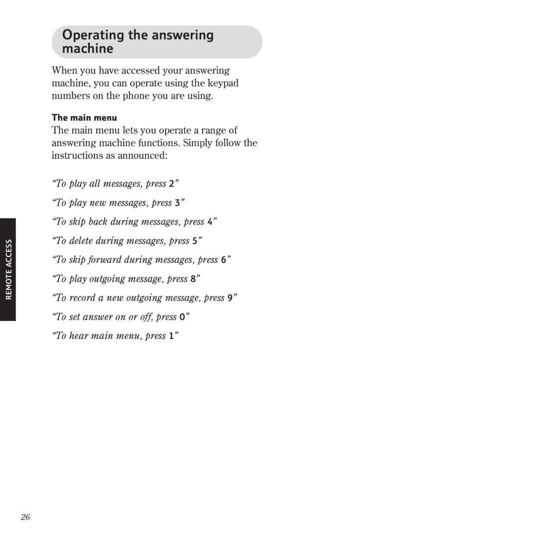 BT 1025 manual Operating the answering machine 