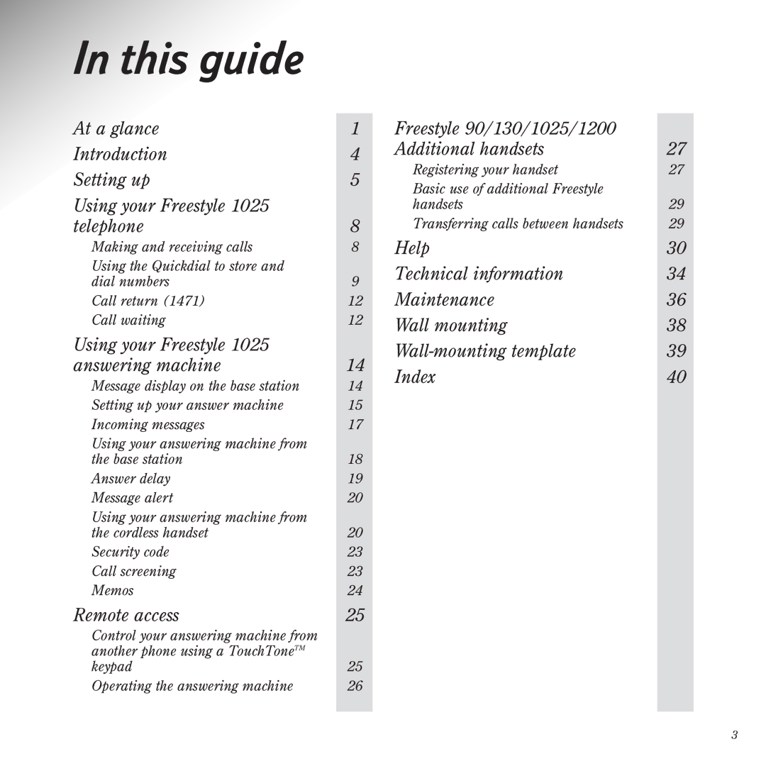 BT manual This guide, Using your Freestyle 1025 answering machine 