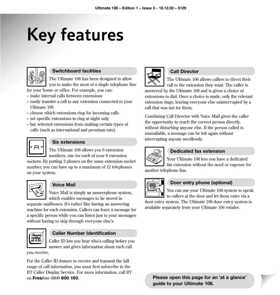 BT 106 manual Key features 