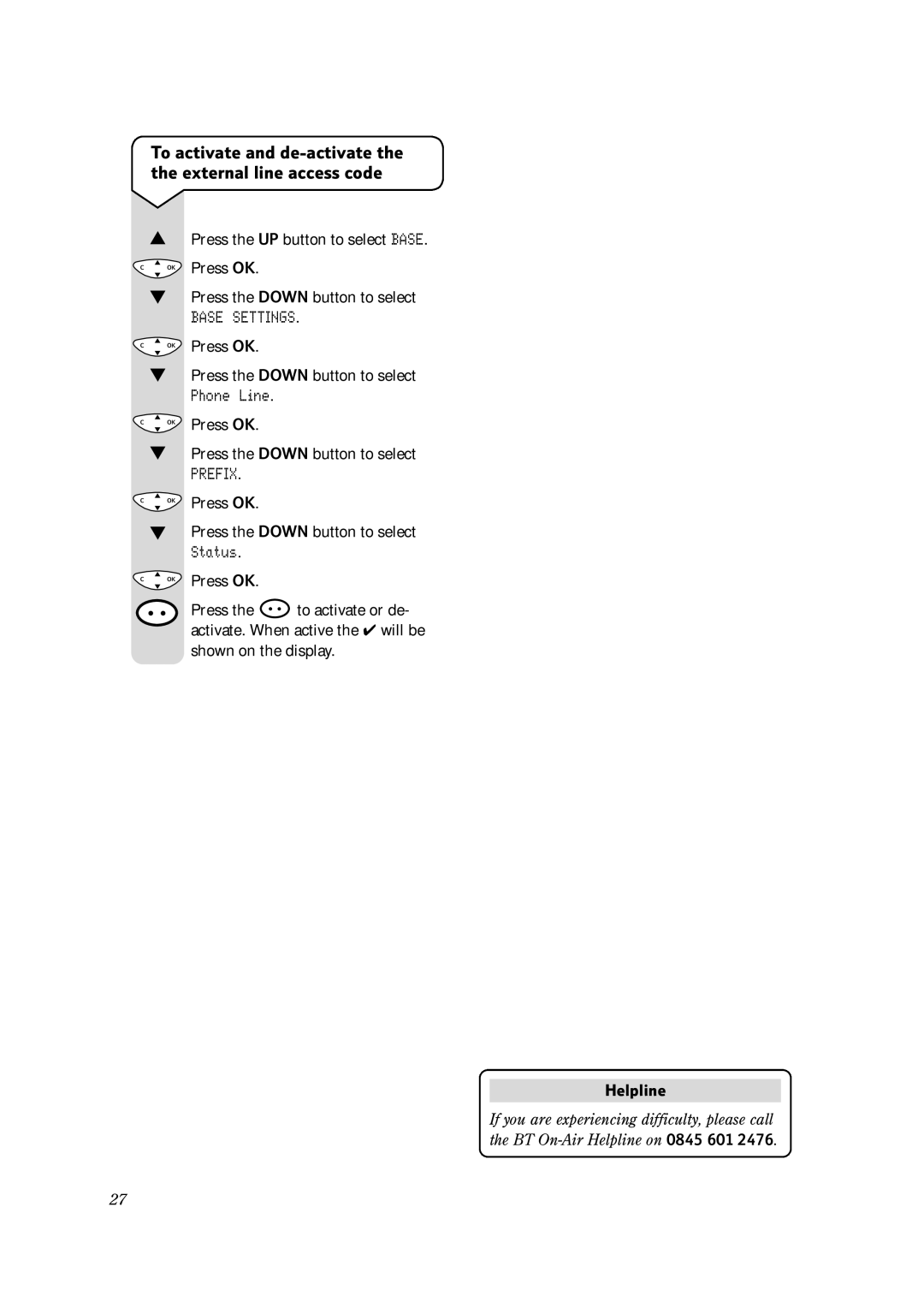 BT 1100 Executive manual Prefix 