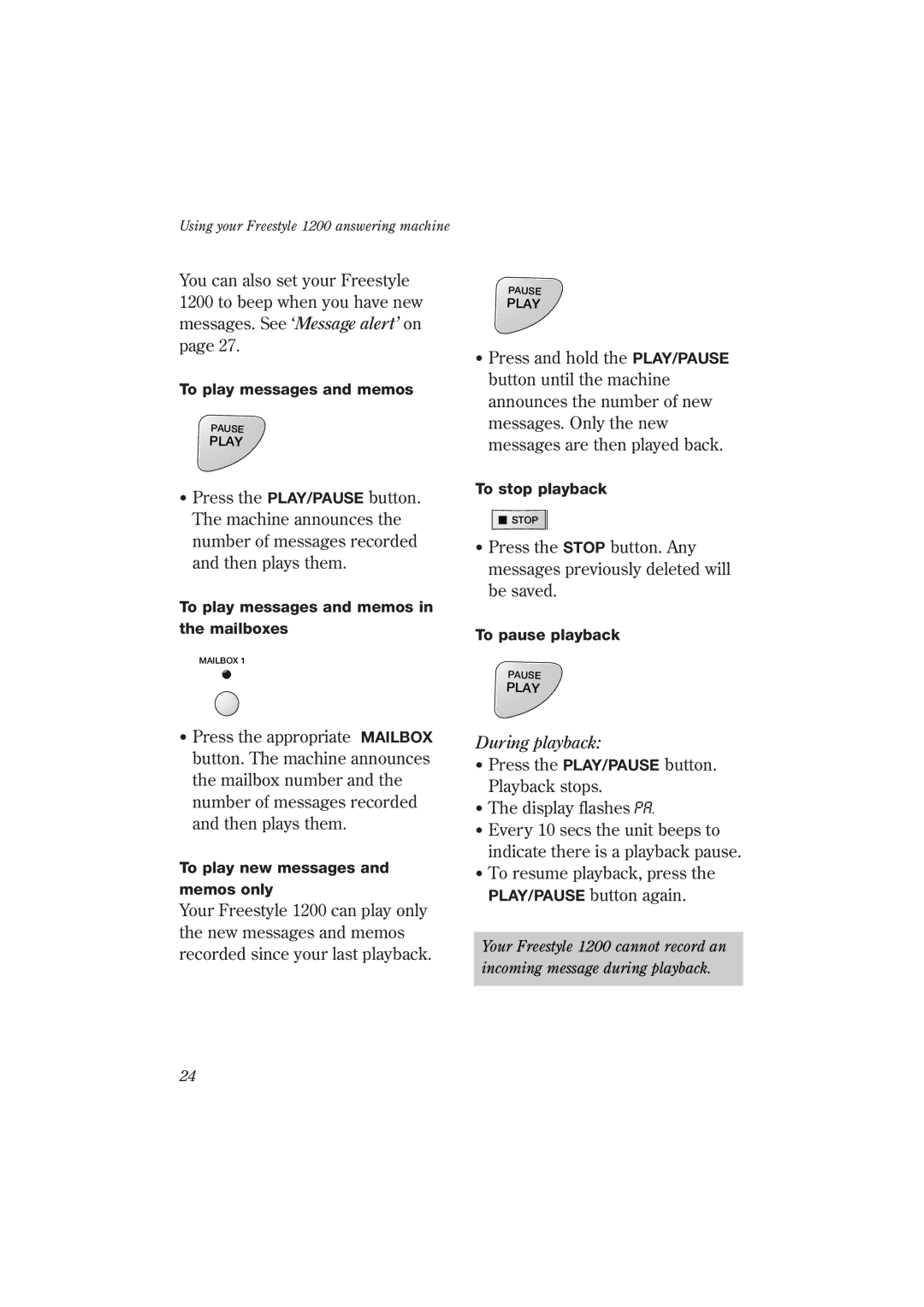 BT 1200 manual During playback 