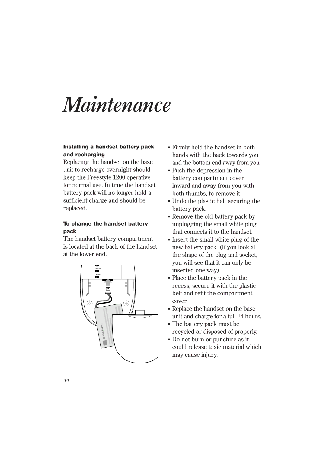 BT 1200 manual Maintenance 