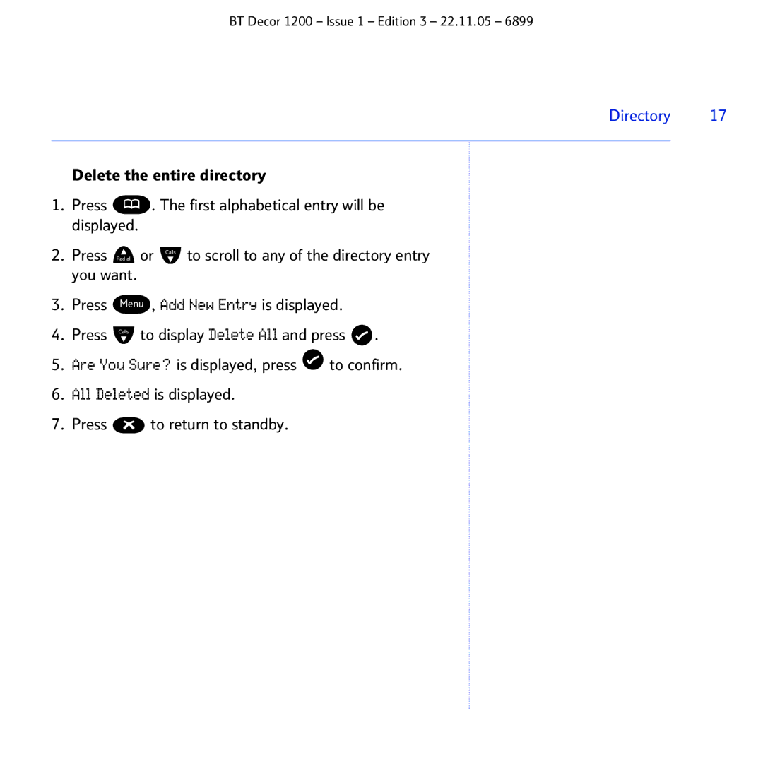 BT 1200 manual Directory 