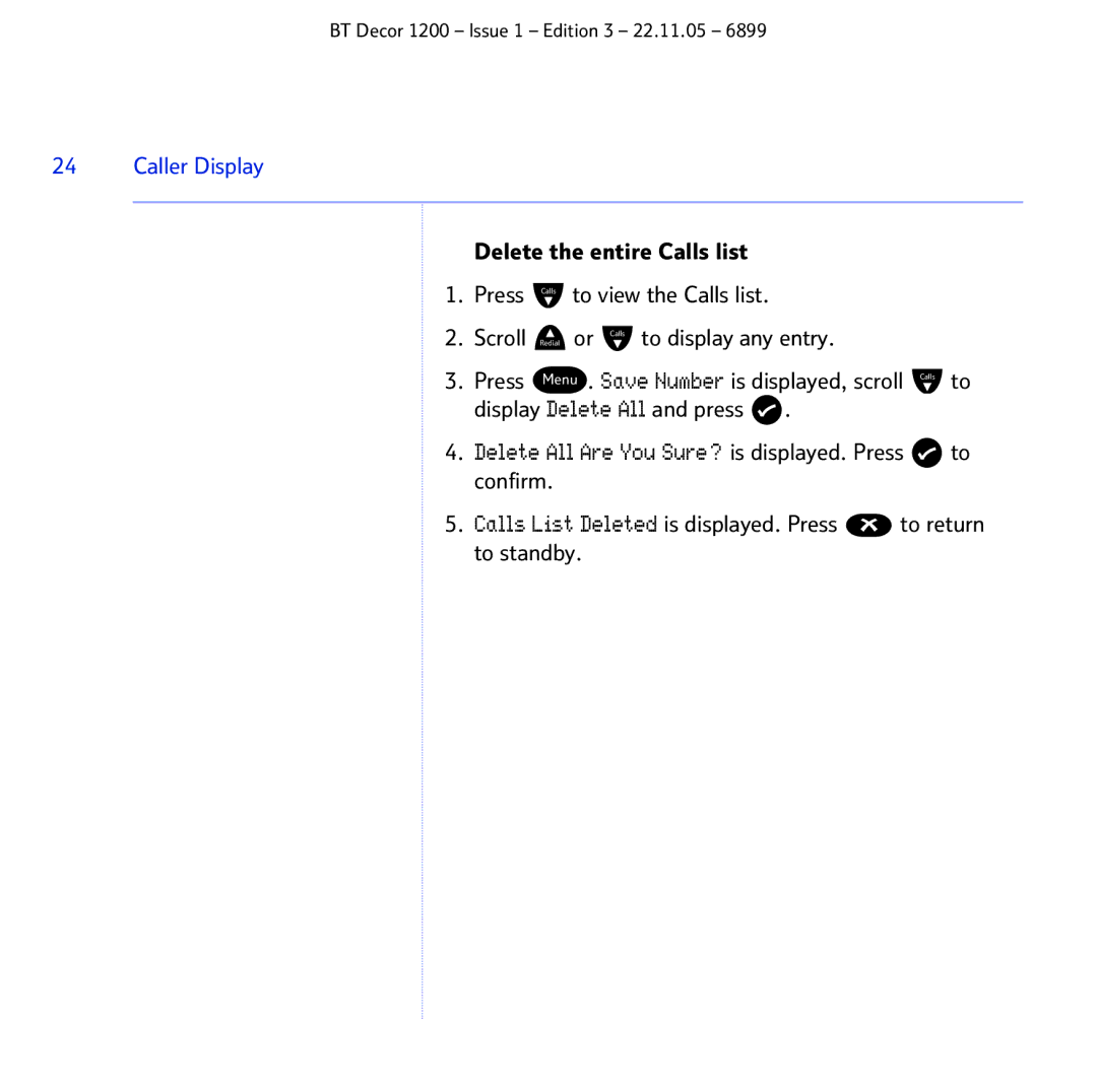 BT 1200 manual Caller Display 