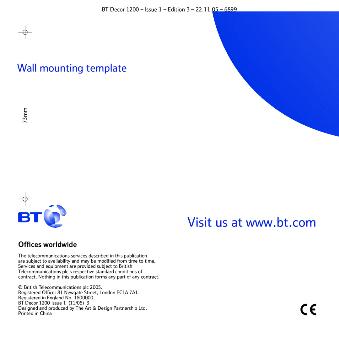 BT 1200 manual Wall mounting template, Ofﬁces worldwide 