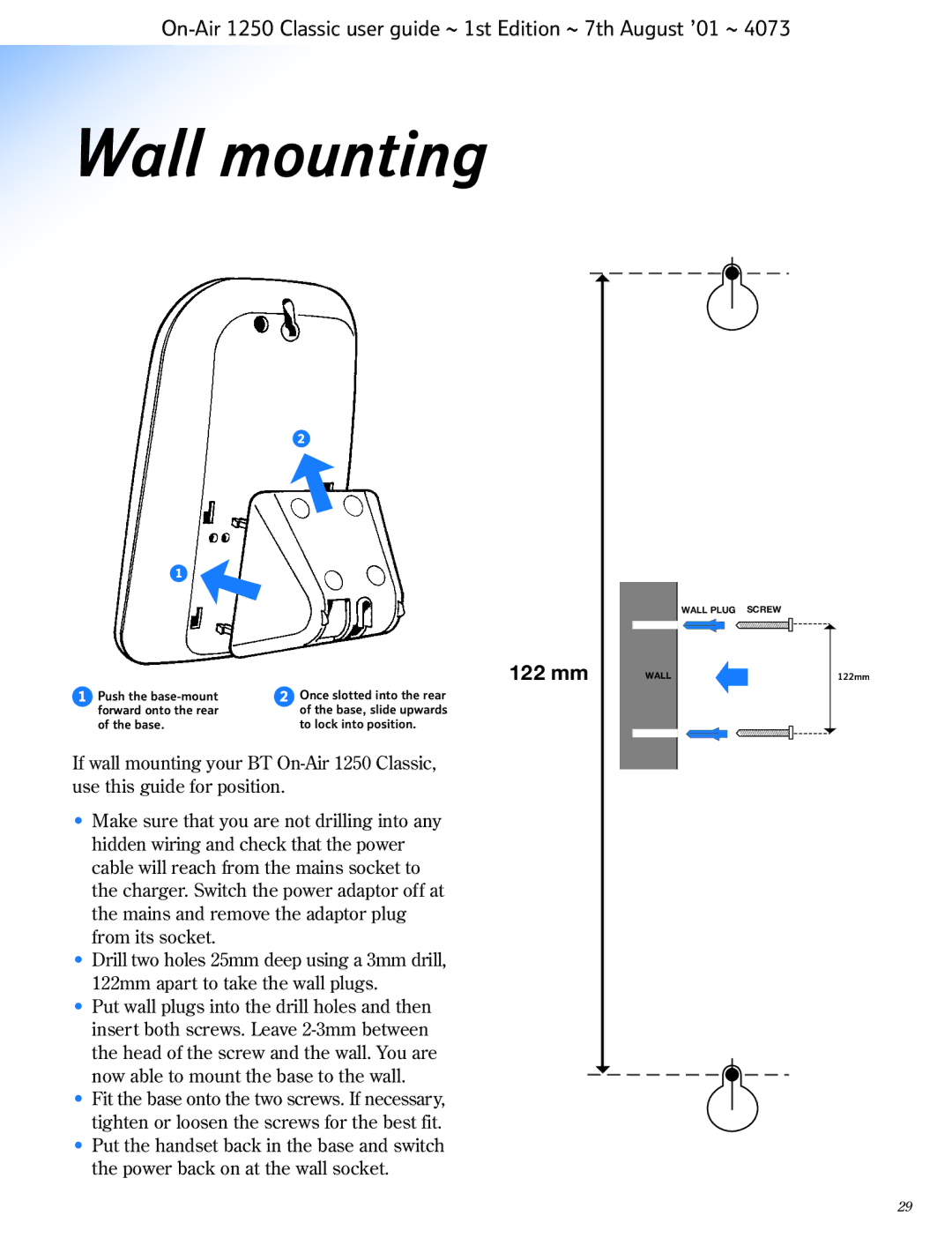 BT 1250 Classic manual Wall mounting, 122 mm 