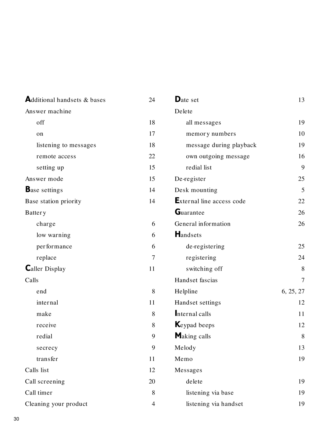 BT 1250 Classic manual Index 