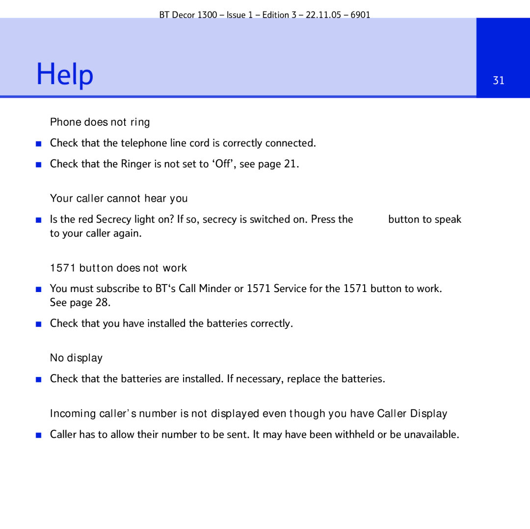 BT 1300 manual Help 