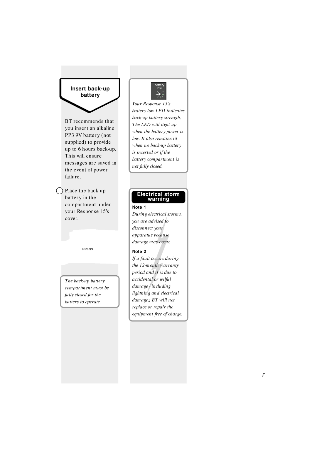 BT 15 manual Electrical storm 