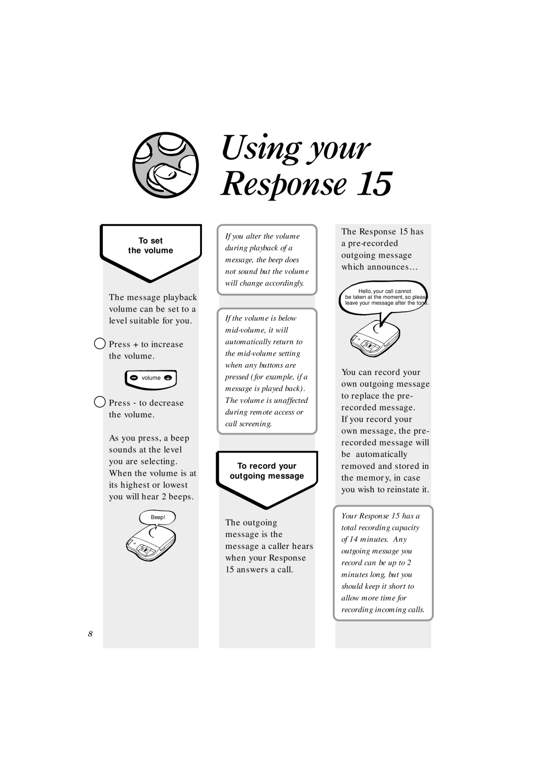 BT 15 manual Using your Response 