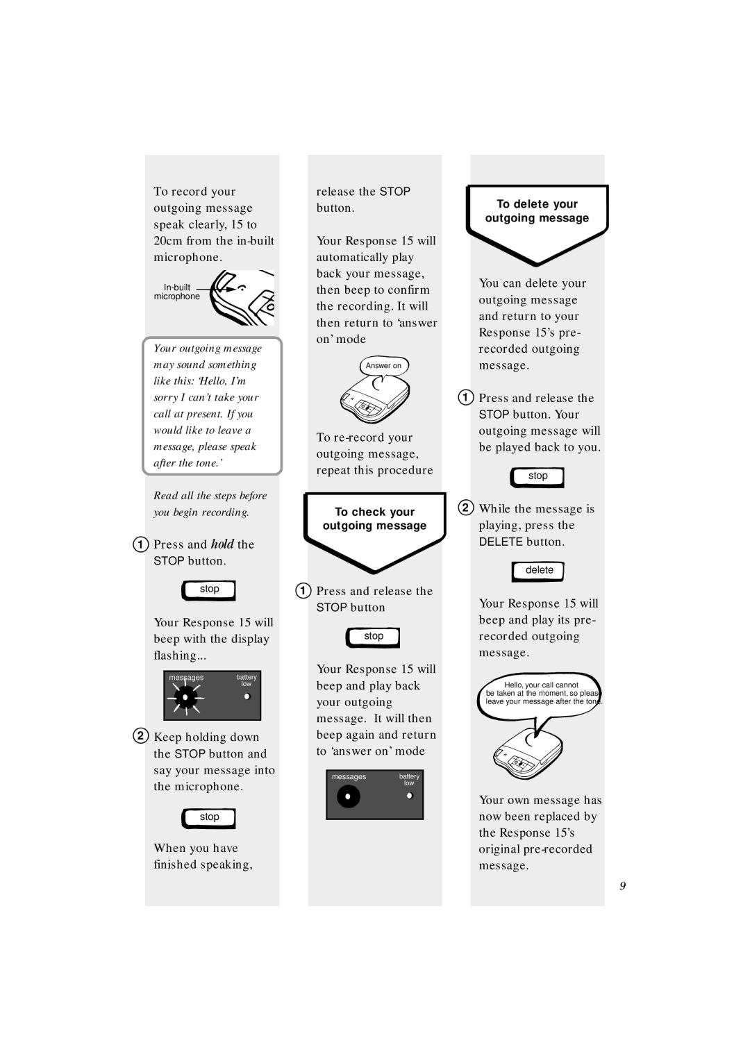 BT 15 manual Press and hold the Stop button 