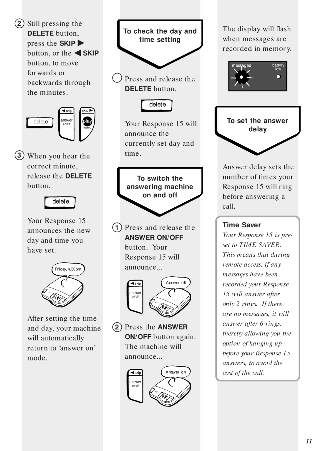 BT 15 manual When you hear the correct minute, release the Delete button 