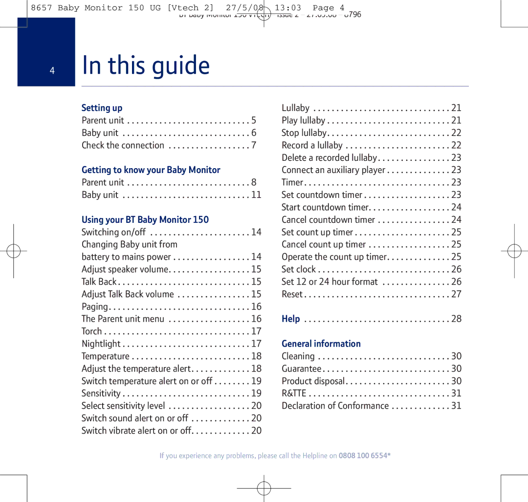 BT 150 manual This guide, Setting up, Getting to know your Baby Monitor, Using your BT Baby Monitor, General information 