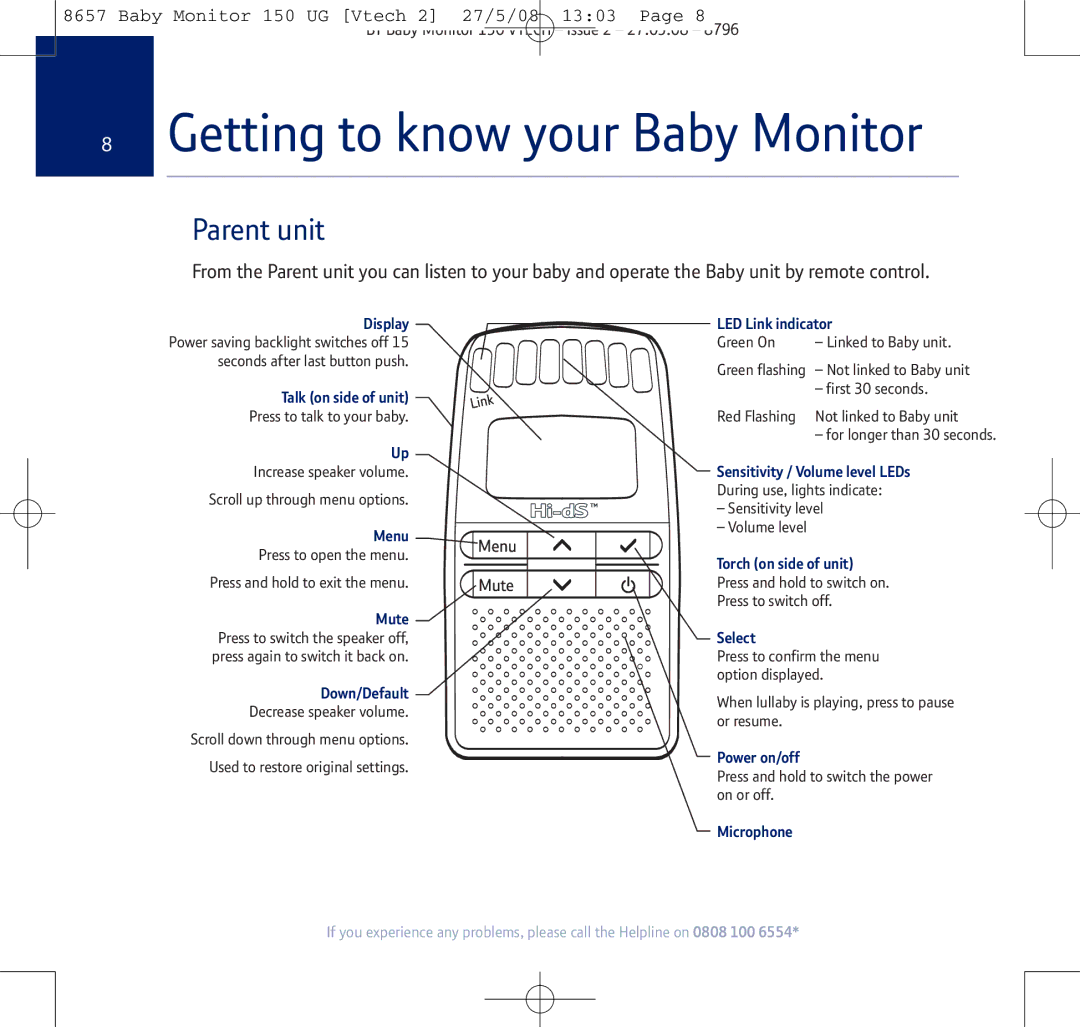 BT 150 manual Getting to know your Baby Monitor 