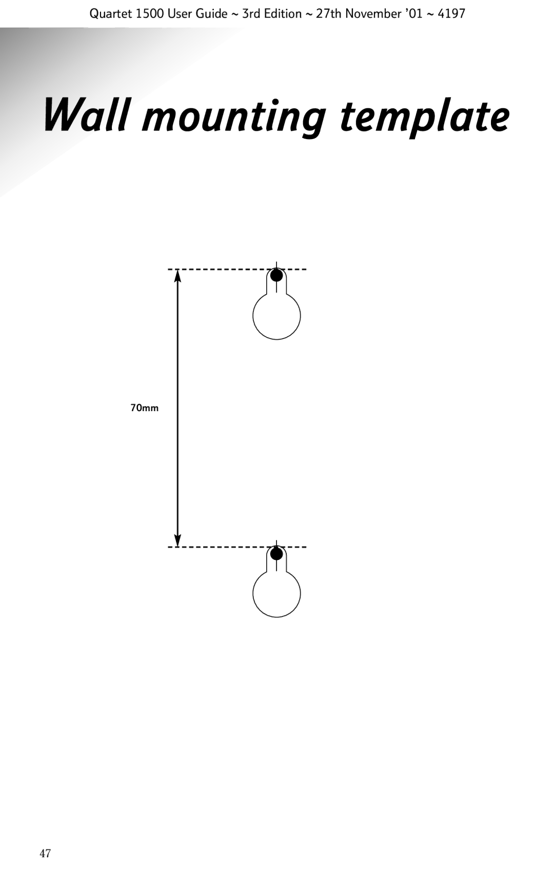 BT 1500 manual Wall mounting template 