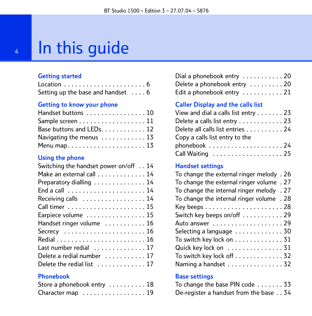 BT 1500 manual This guide, Using the phone 