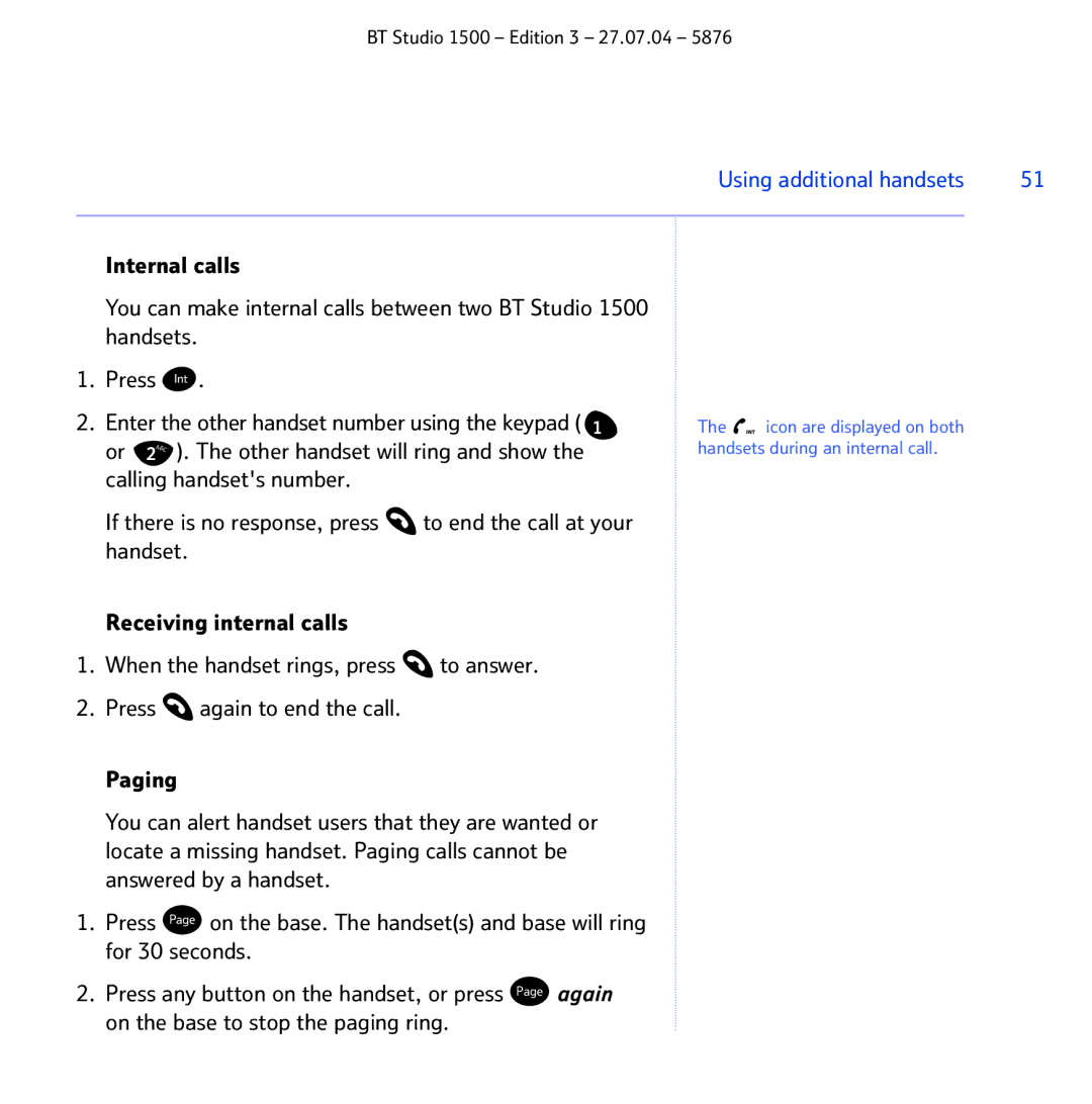 BT 1500 manual Using additional handsets 