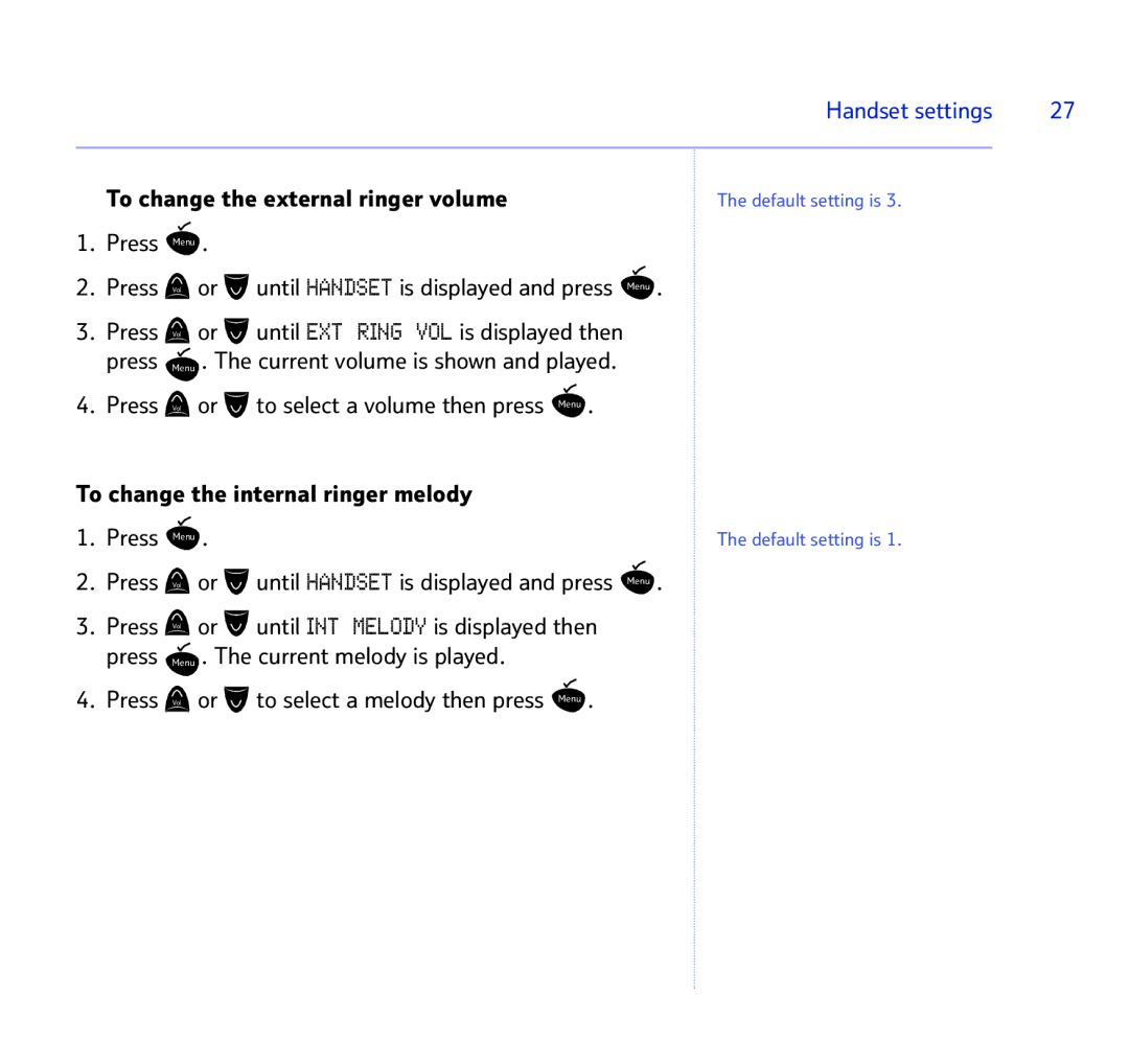 BT 1500 manual To change the external ringer volume 