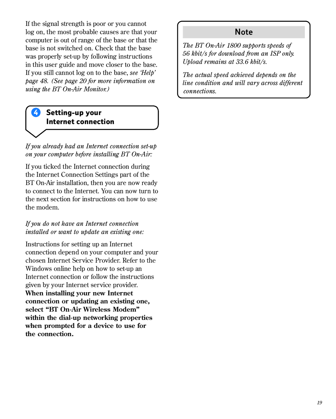 BT 1800 manual Setting-up your Internet connection 