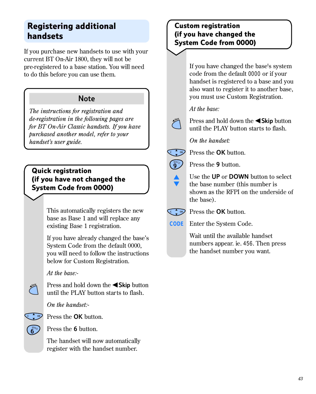 BT 1800 manual Registering additional handsets, Handset’s user guide, On the handset 