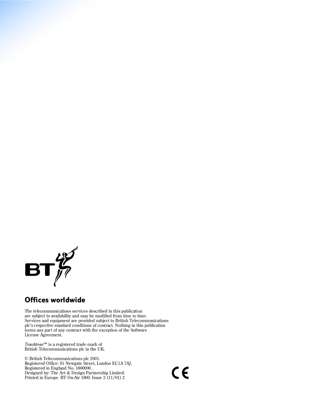 BT 1800 manual Offices worldwide 