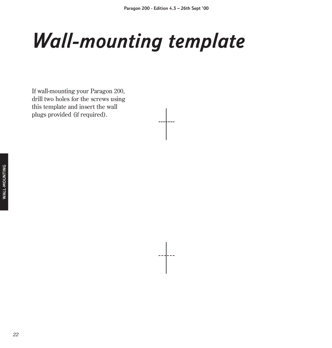 BT 200 manual Wall-mounting template 