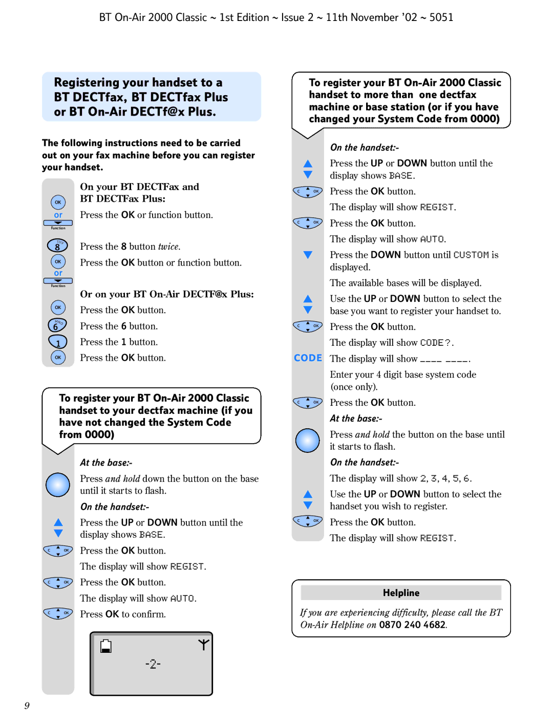 BT 2000 Classic manual Code 