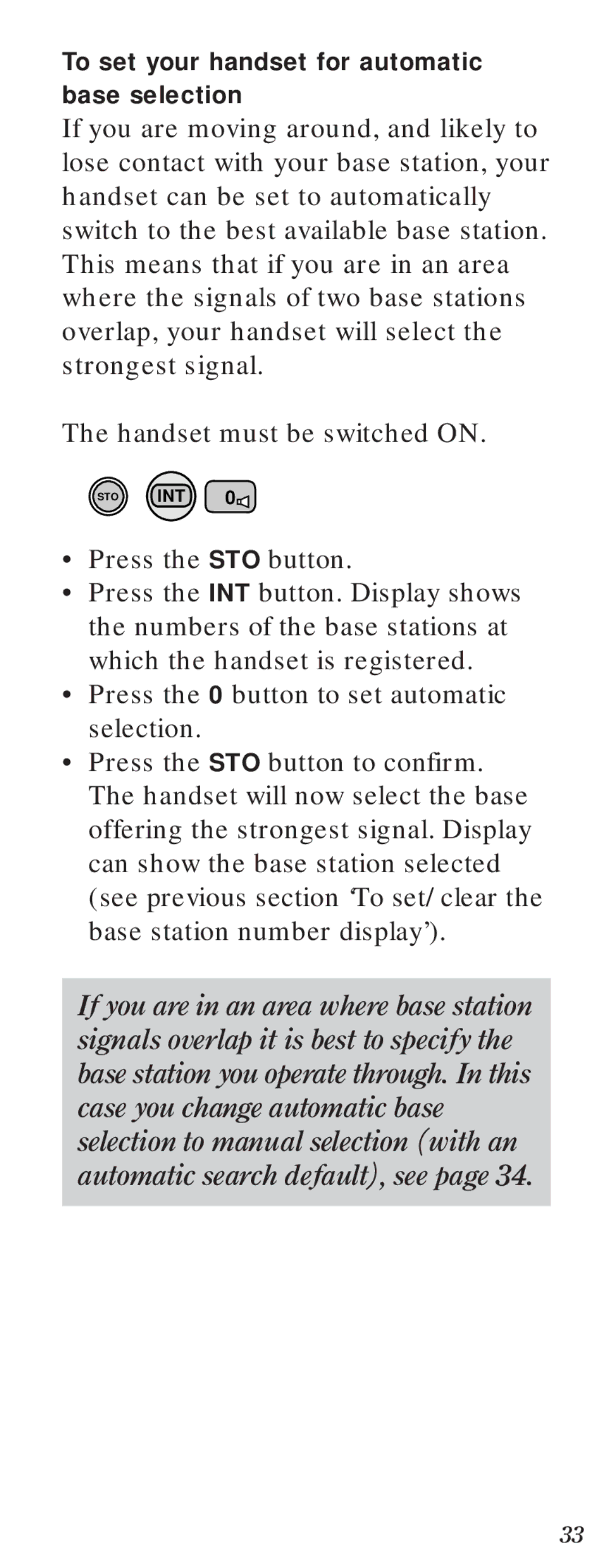 BT 2000 user manual To set your handset for automatic base selection 