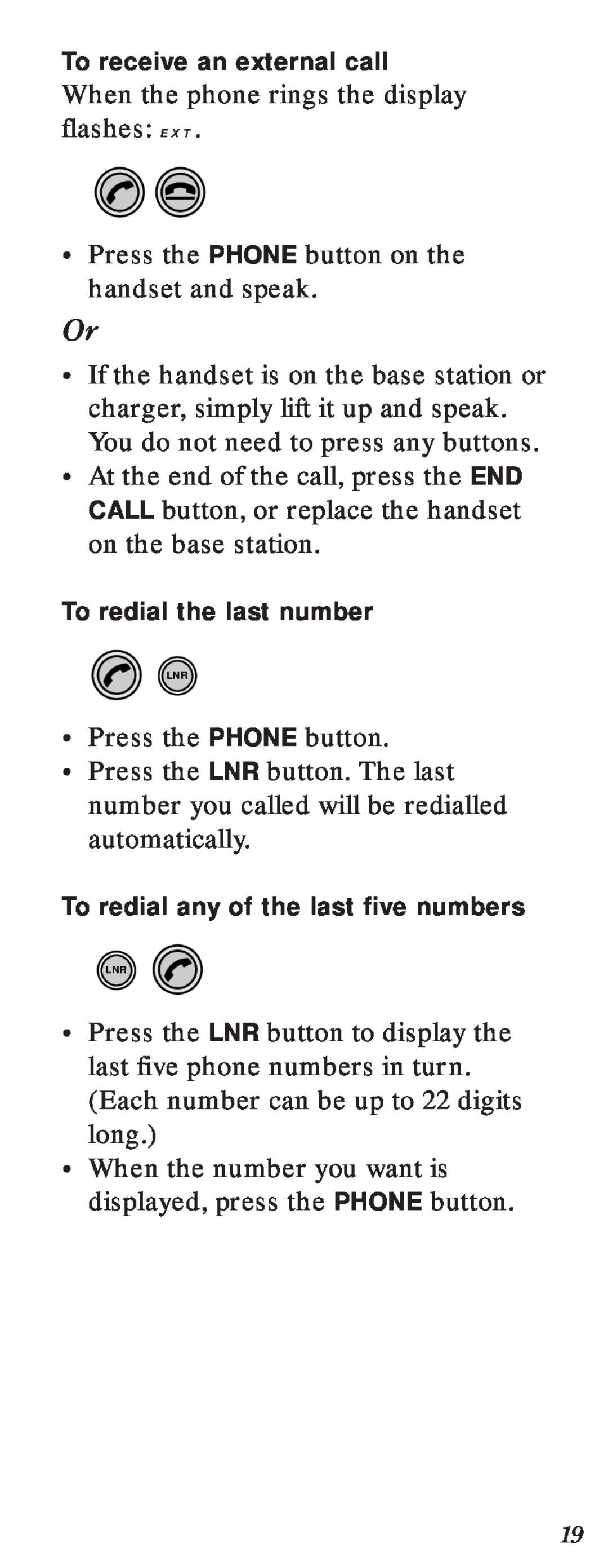 BT 2000 user manual When the phone rings the display flashes EXT 