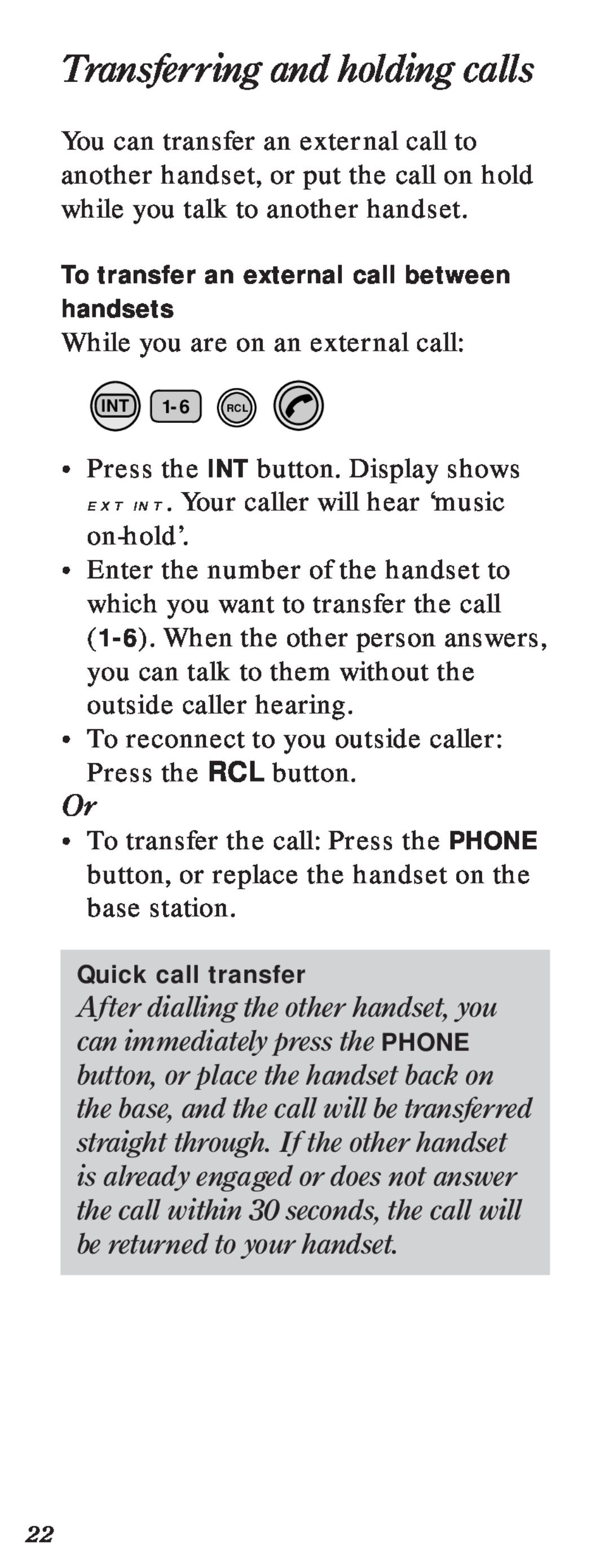 BT 2000 user manual Transferring and holding calls 