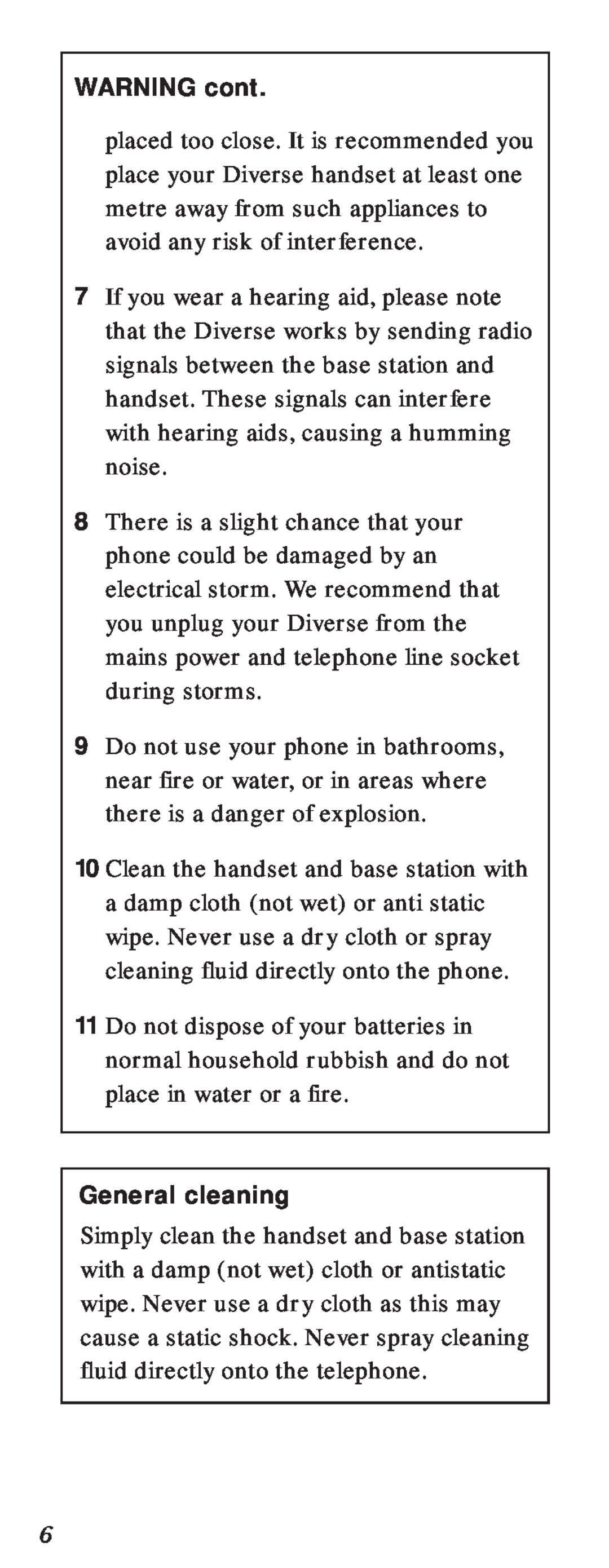 BT 2000 user manual WARNING cont, General cleaning 