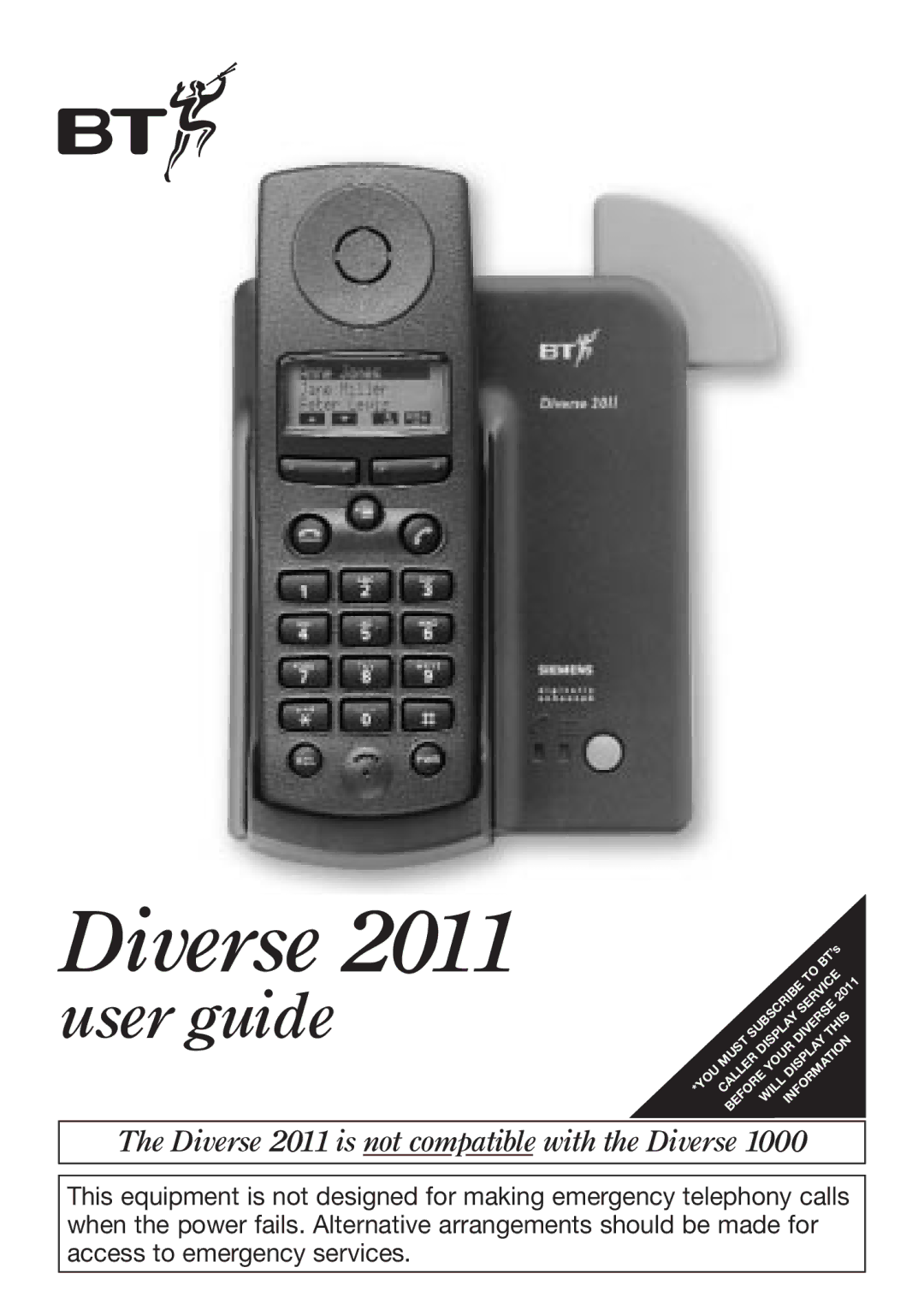 BT 2011 manual Diverse 