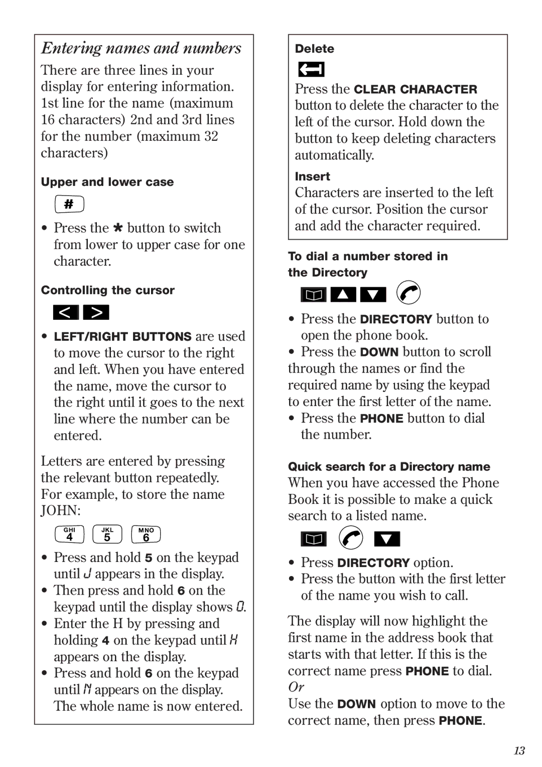 BT 2011 manual Entering names and numbers 