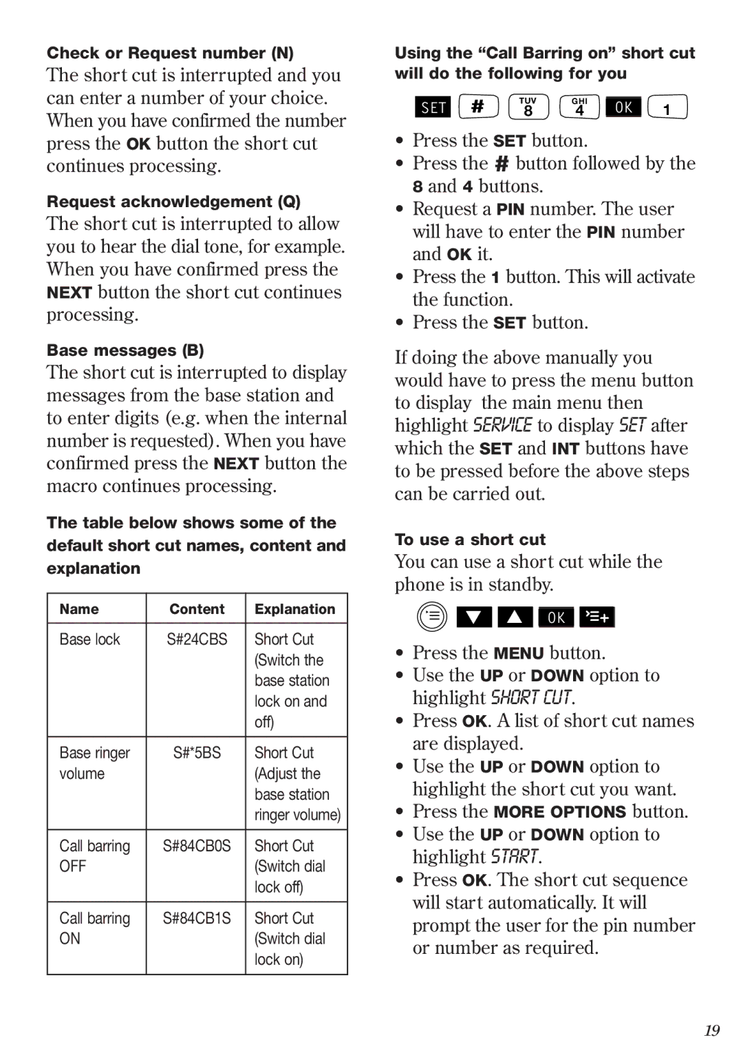 BT 2011 manual Check or Request number N 