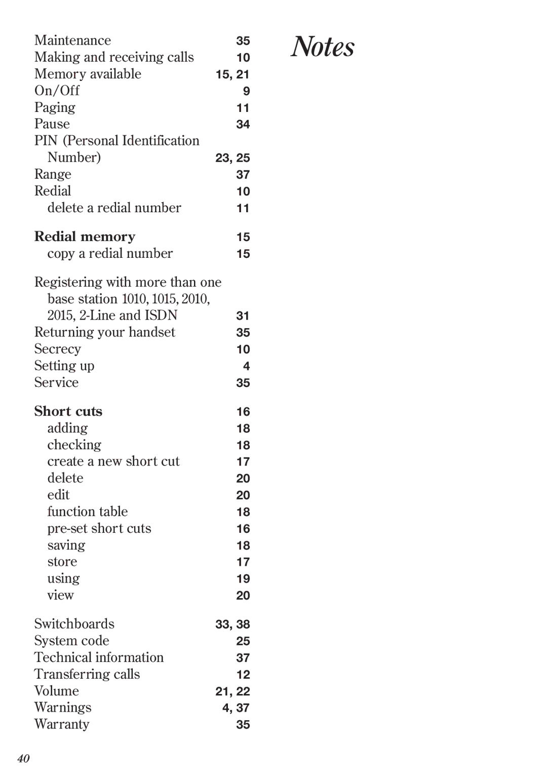 BT 2011 manual Redial memory 