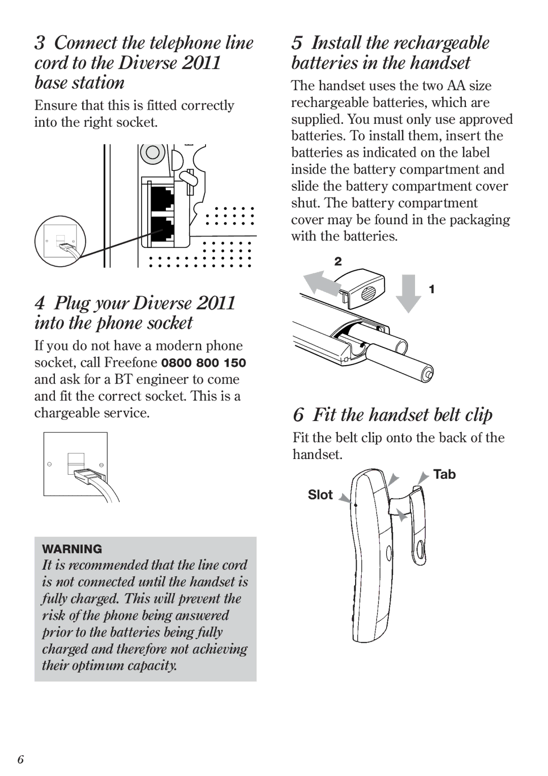 BT 2011 manual Fit the handset belt clip 