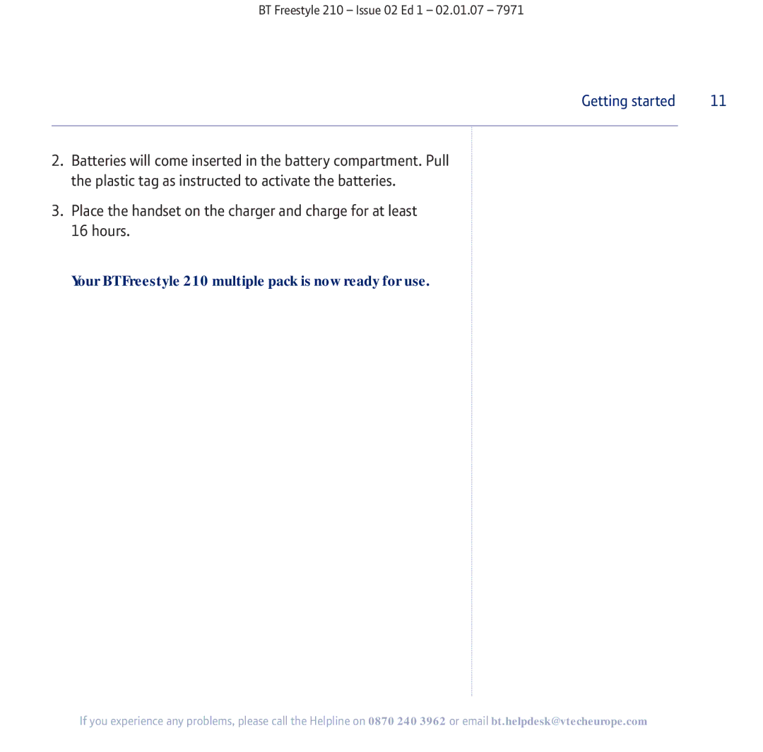 BT manual Your BT Freestyle 210 multiple pack is now ready for use 