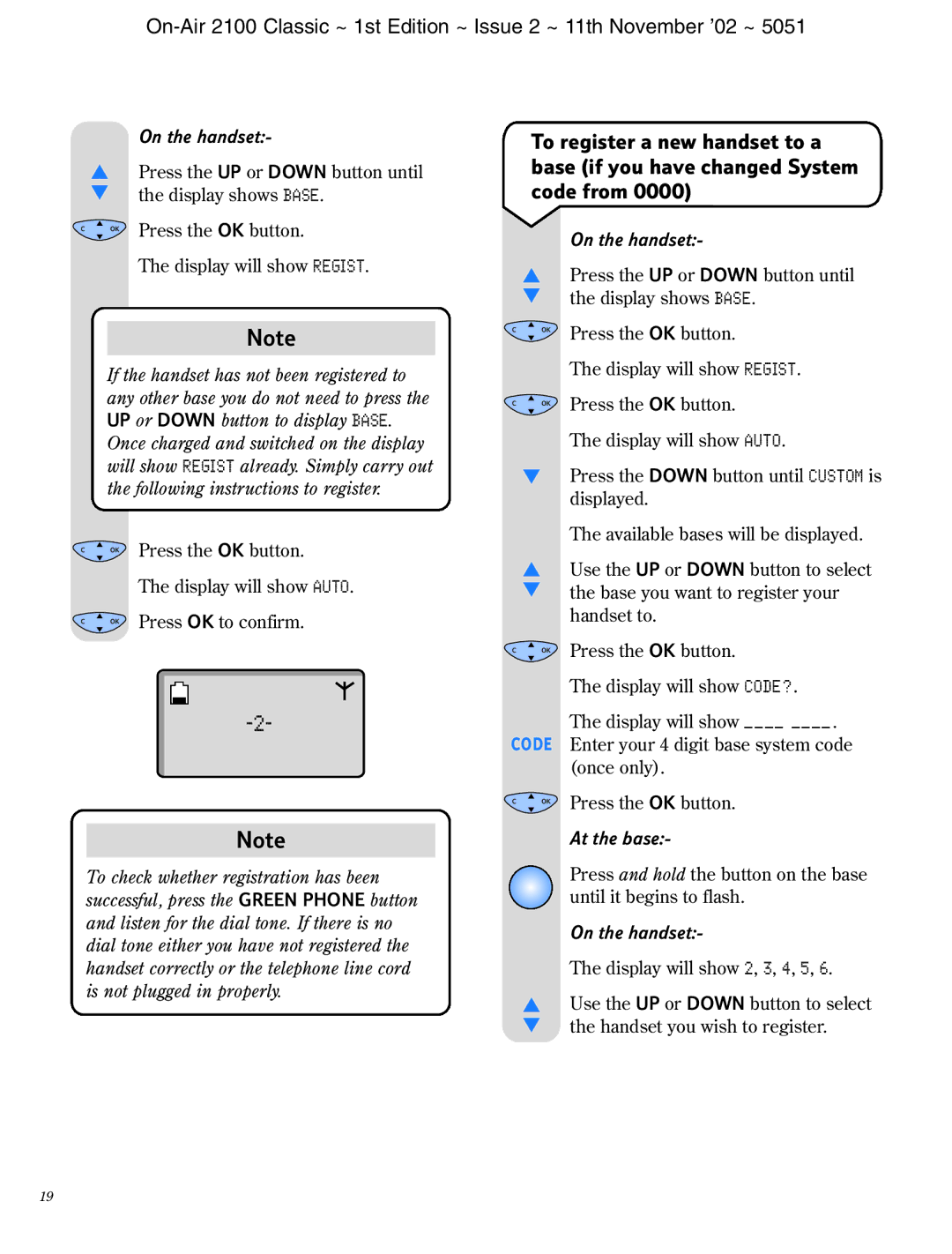 BT 2100 Classic manual On the handset 