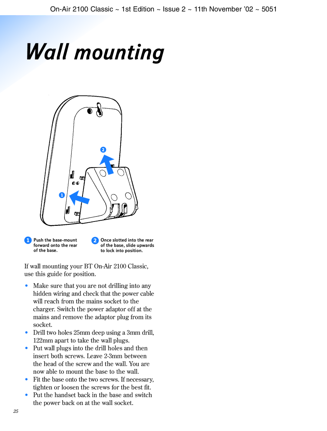 BT 2100 Classic manual Wall mounting 