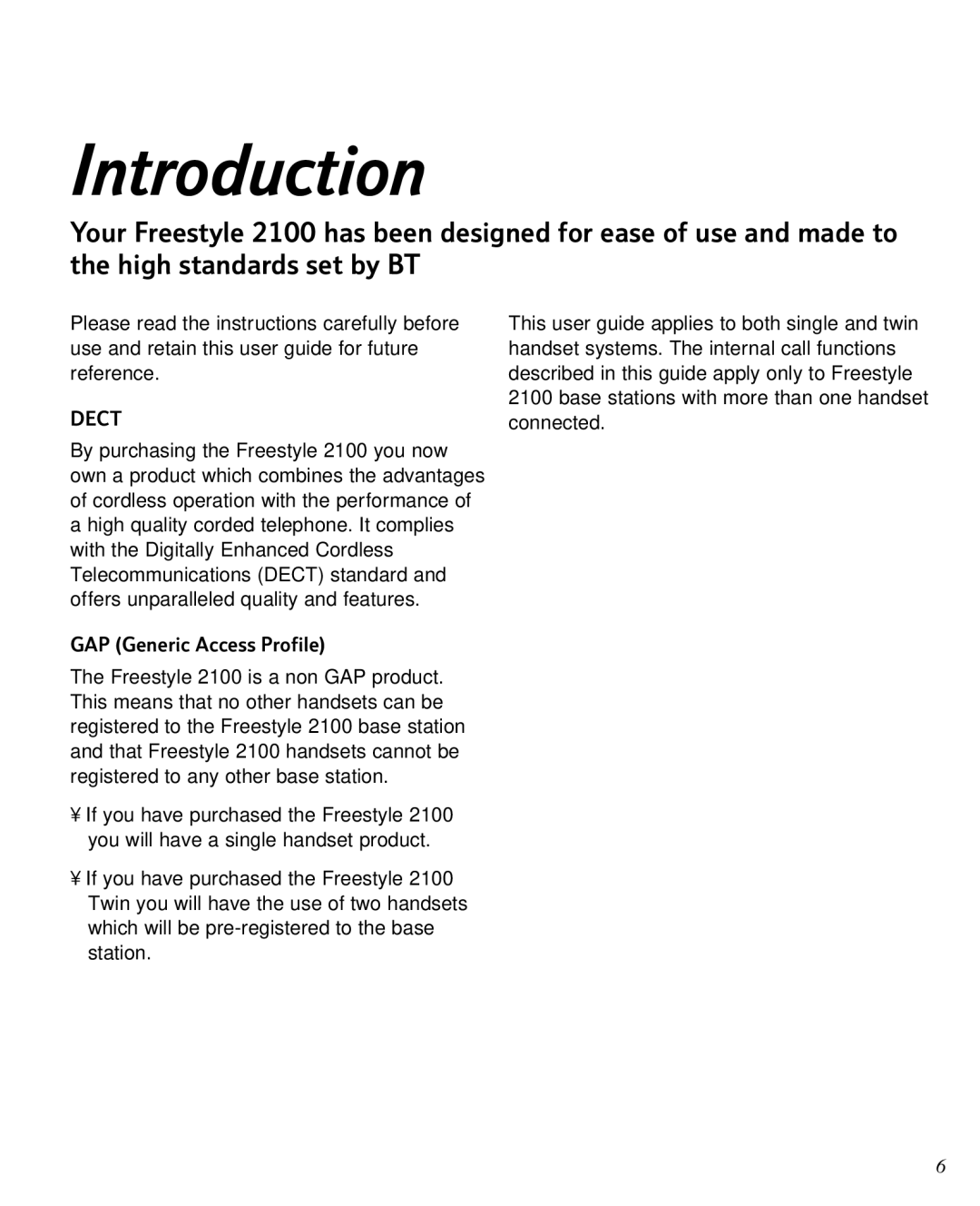 BT 2100 manual Introduction, GAP Generic Access Profile 