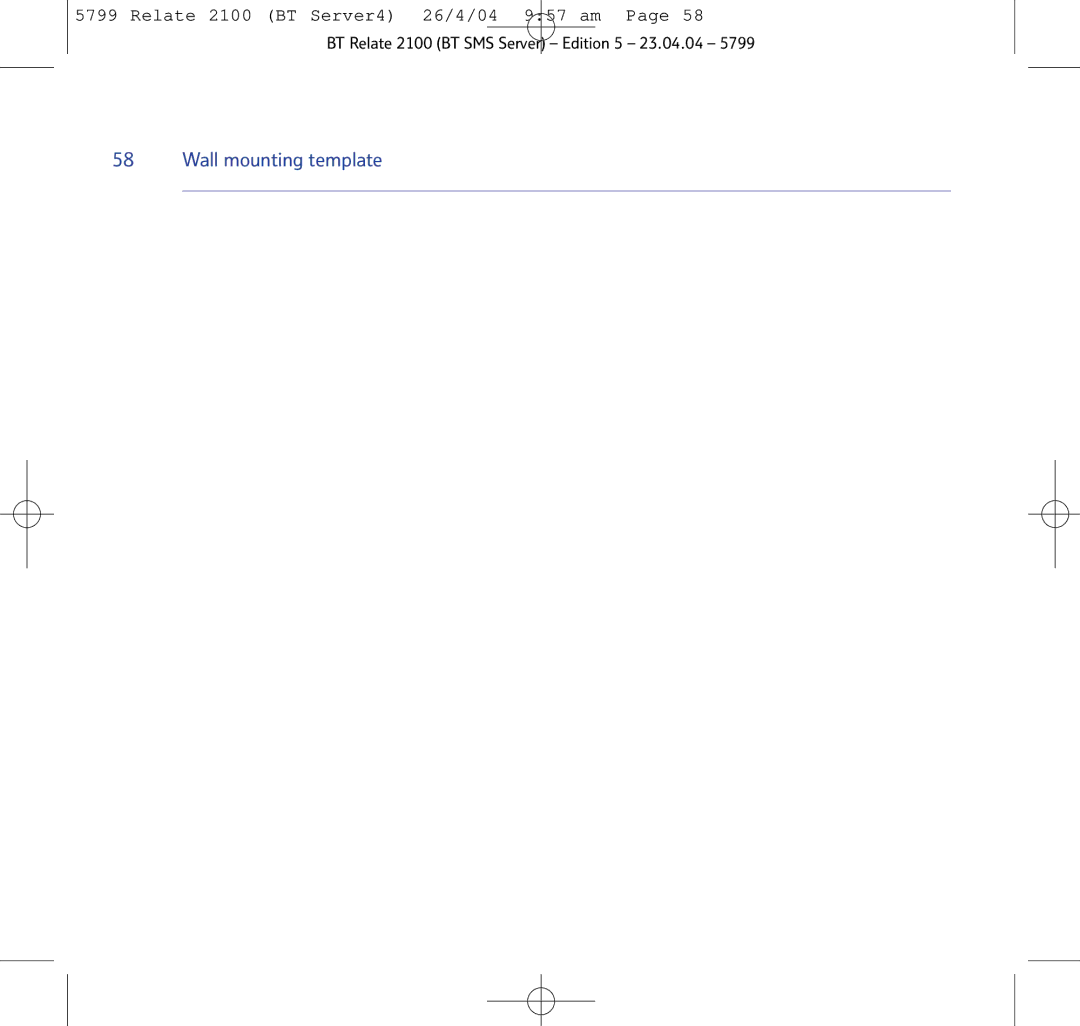 BT 2100 manual Wall mounting template 