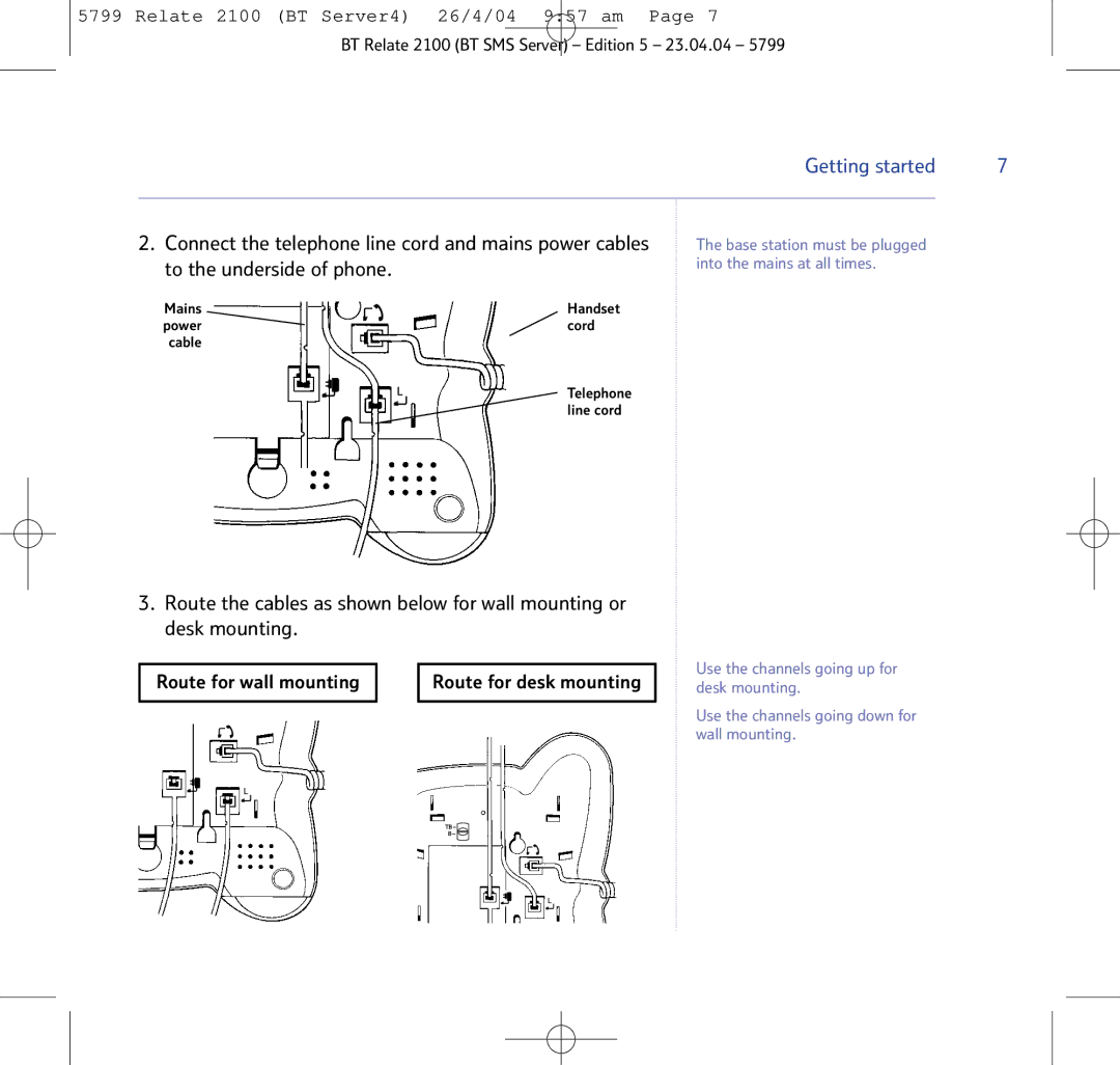 BT 2100 manual Getting started 